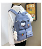 Cyflymder New 4Pcs/set Canvas School Laptop Backpacks Women Cute School Bags for Teenage Girls Bookbags College Travel Backpacks