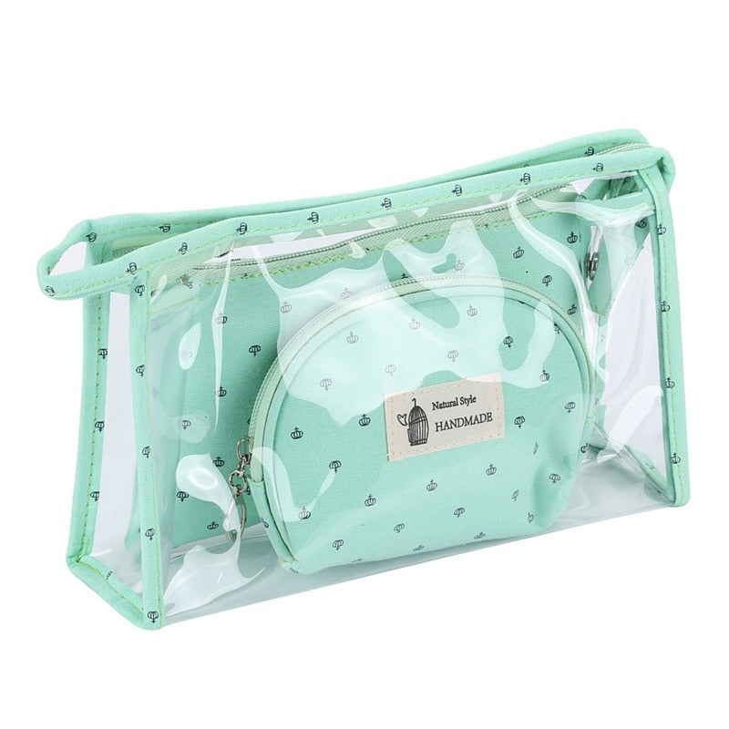 Realaiot 3 Pcs/set Transparent Zipper Makeup Bag Small Cosmetic Bag Clear Women Necessaire Toiletry Bag Cosmetic Cases Organizer New