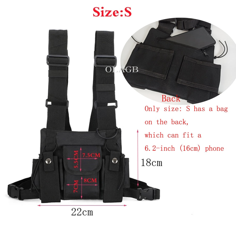 Realaiot Functional Tactical Chest Bag  Fashion Bullet Hip Hop Vest Streetwear Bag Waist Pack Women Black Chest Rig Bag