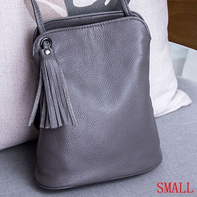 Realaiot Genuine Leather Tassel Shoulder Bag Women Luxury Purse Ladies Small Crossbody Bags Fashion Money Wallets Female Messenger Bag