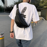Realaiot Chest Pack Men Sport PU Leather Belt Bag Fashion Trend Waterproof Shoulder Bag Waist Bags Street Hip-hop Fanny Pack Phone Pack Gifts for Men