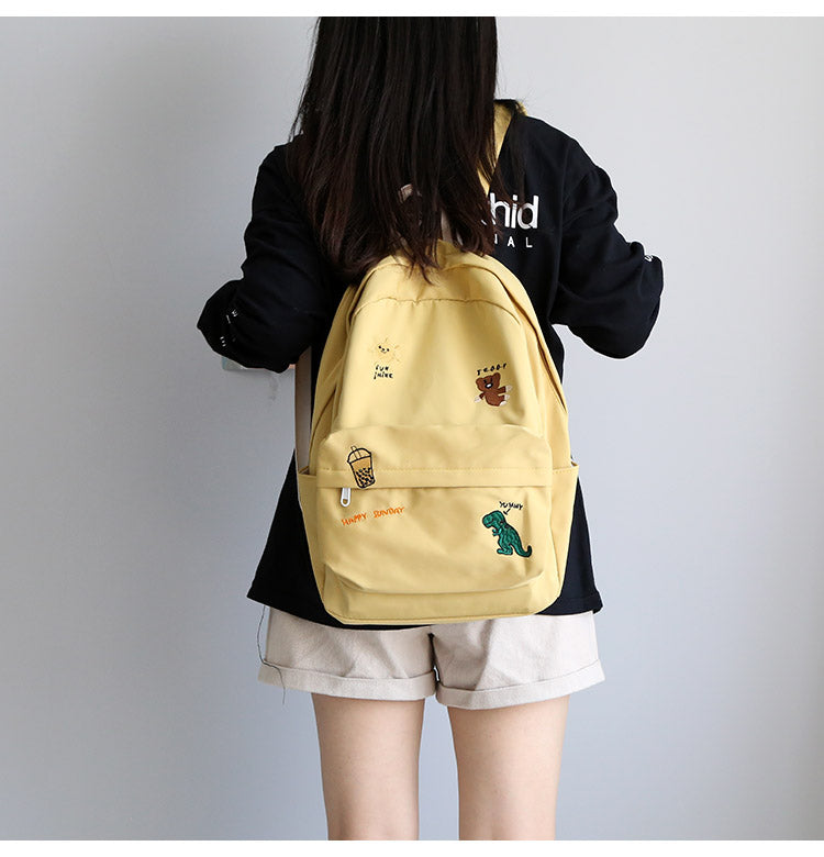 Realaiot Female Cute Embroidery Backpack Women Harajuku School Bag Teenage Book Ladies Backpack Kawaii College Student Girl Bags Fashion