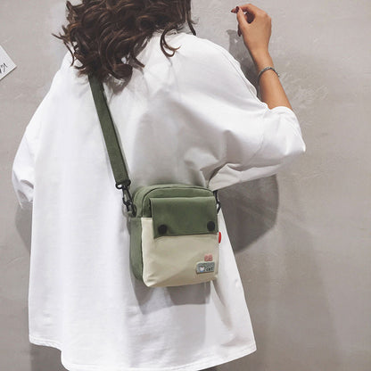 Cyflymder Mini Shoulder Bag Female Small Canvas Fashion Canvas Cross Body Bag Casual Handbag Simple Zipper Purse Coin Bag