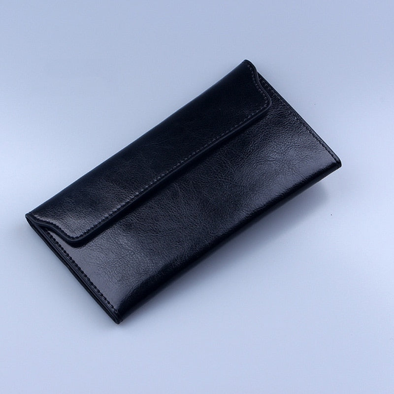 Realaiot Brand Genuine Leather Women Wallet Long thin Purse Cowhide multiple Cards Holder Clutch bag Fashion Standard Wallet