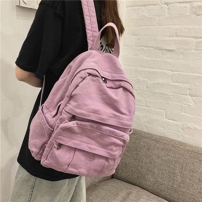 Realaiot Girl Women Backpack School Bag Women's Backpack Student Fashion Canvas Teenager  Daypack Teenage Bagpack Teen Rucksack