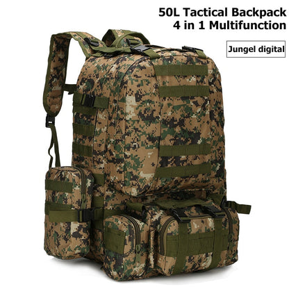 Realaiot 50L Tactical Backpack,Men's Military Backpack,4 in 1Molle Sport Tactical Bag,Outdoor Hiking Climbing Army Backpack Camping Bags Gifts for Men