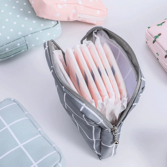 Cyflymder New Sanitary Pad Pouch Mini Folding Women Cute Bag For Gaskets Napkin Towel Storage Bags Pouch Case Sanitary Pad Organizer