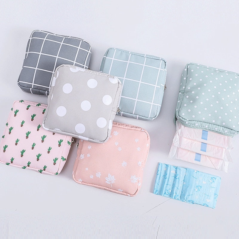 Cyflymder New Sanitary Pad Pouch Mini Folding Women Cute Bag For Gaskets Napkin Towel Storage Bags Pouch Case Sanitary Pad Organizer