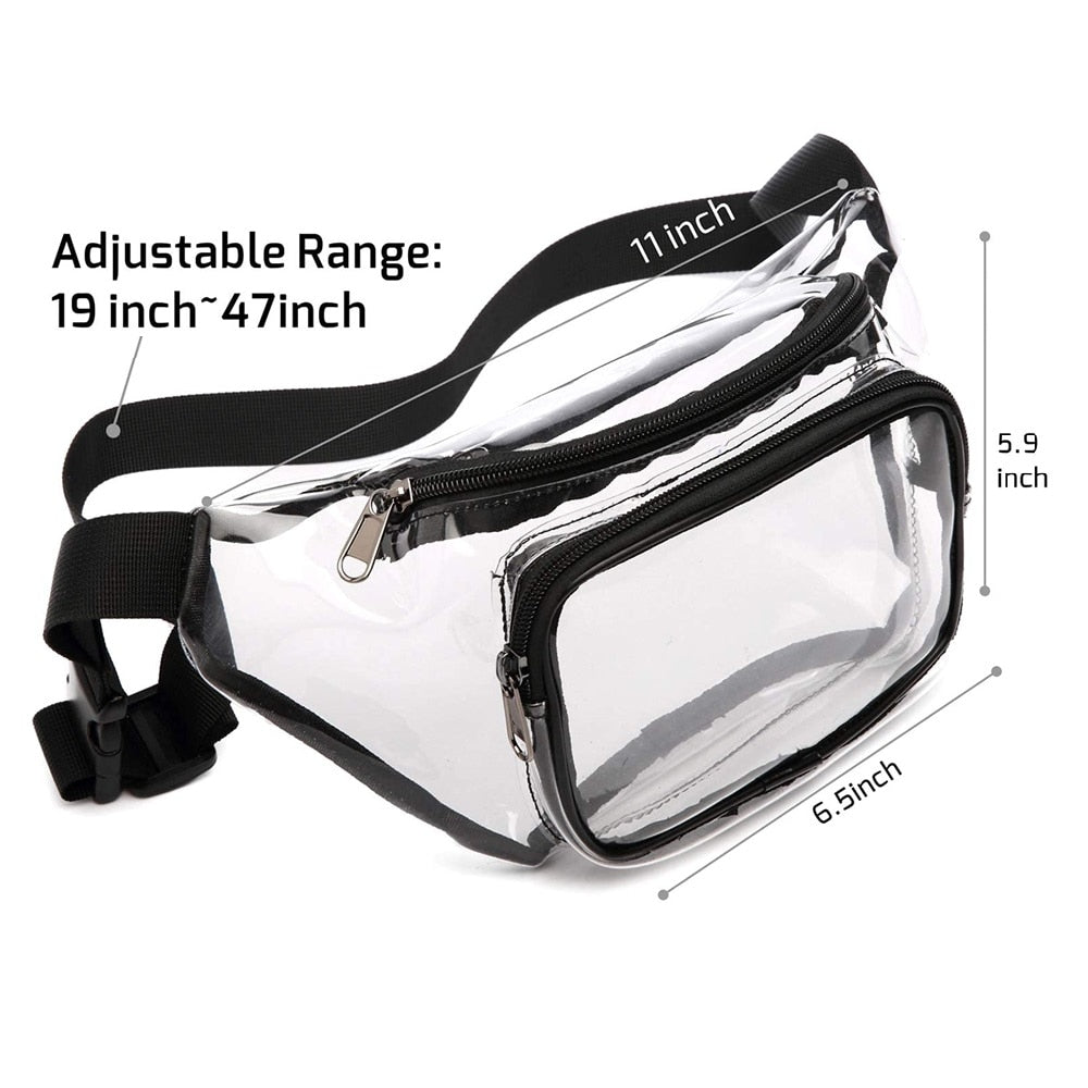 Realaiot Clear Fanny Pack Waterproof Waist Bag Tote Bag Stadium Approved Clear Purse Transparent Adjustable Belt Bag