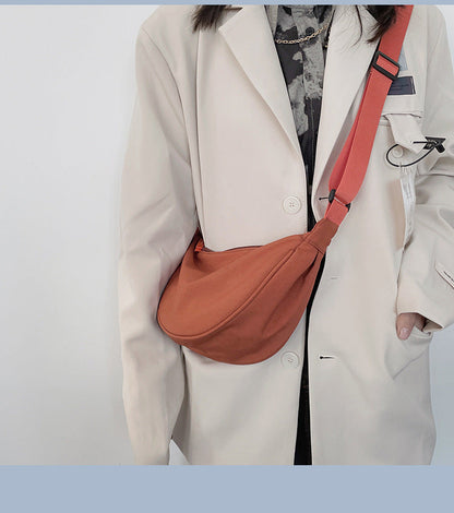 Cyflymder Orange Canvas Crossbody Bag For Women New Fashion Portable Casual Hobos Chest Bag Middle Students Shoulder Cross Body Bag