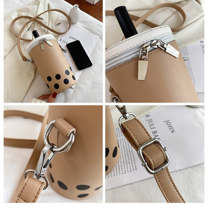 Cyflymder Personalized Bag For Women New Fashion Milk Tea Cup Shaped Bags Small Bucket Bag Shoulder Bag Lady Crossbody Bags Womens