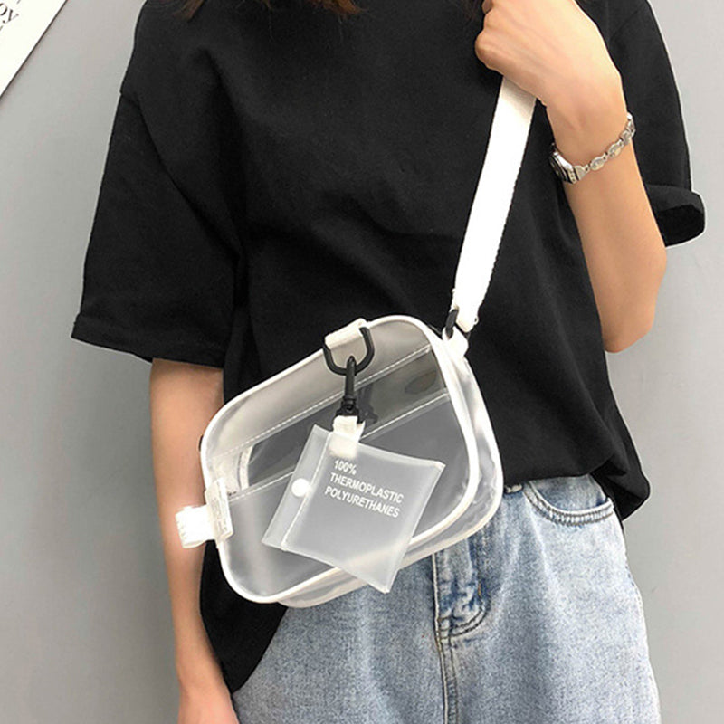 Realaiot Casual PVC Transparent Bag Women Crossbody Bags Jelly Small Phone Bags Shoulder Bag Handbag Card Holder Transparent Ladies Purse