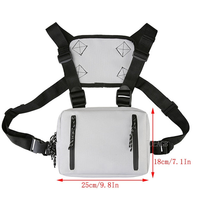 Realaiot Functional Tactical Chest Bag  Fashion Bullet Hip Hop Vest Streetwear Bag Waist Pack Women Black Chest Rig Bag