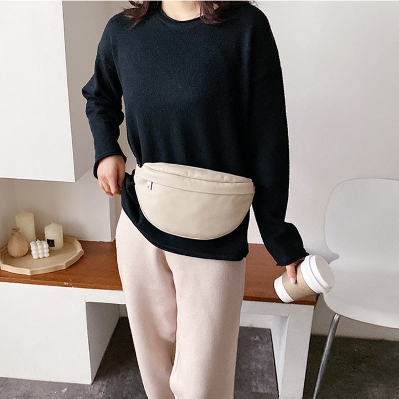 Cyflymder Leather Solid Color chest waist Crossbody Bags For Women Simple Fashion Shoulder Messenger Bag Female Handbags