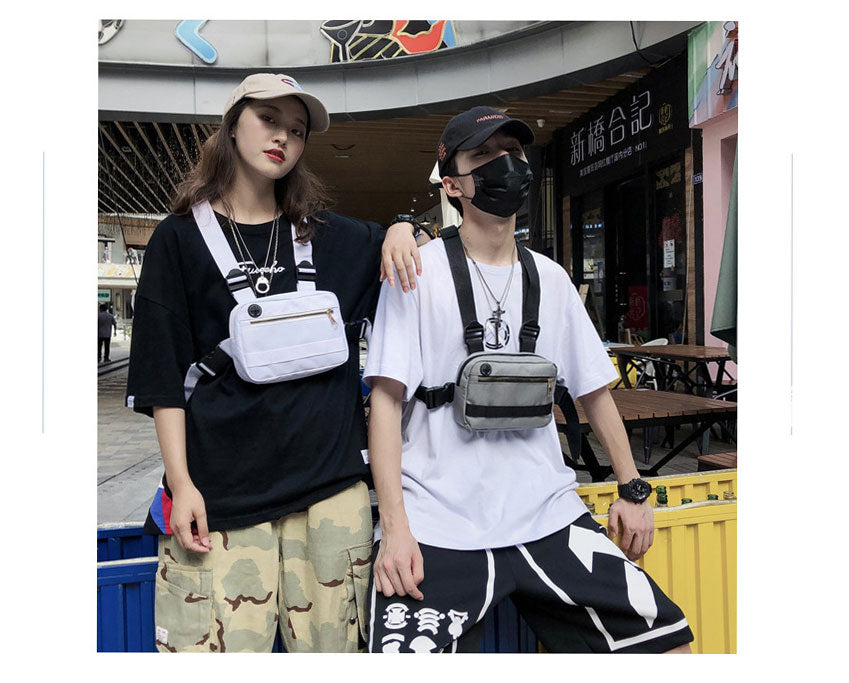 Realaiot Vest-Style Large Space Chest Bag Retro Square Chest Bag  Streetwear Shoulder Functional Backpack Tactics Funny Pack