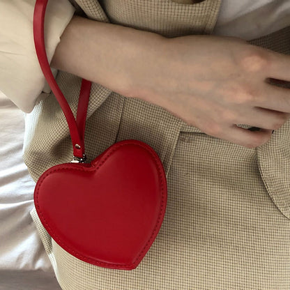 Realaiot Fashion Heart Shaped Mini Money Purse Women Handbag Top-handle Bag Female Clutch Purse Ladies Street Party Wristlet