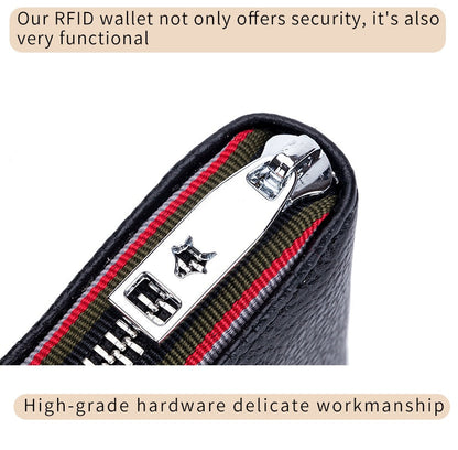 Realaiot Genuine Leather Men Women Card Holder Small Zipper Wallet Solid Coin Purse Accordion Design rfid ID Business Credit Card Bags