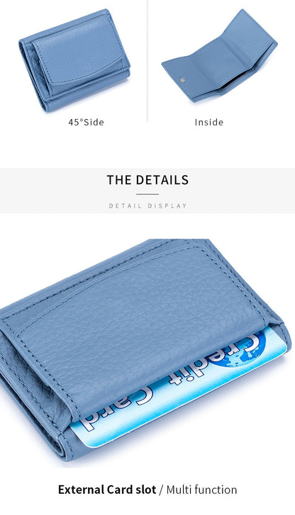 Cyflymder New Women Genuine Leather Purses Female Cowhide Wallets Lady Small Coin Pocket Rfid Card Holder Mini Money Bag Portable Clutch