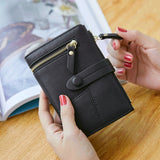 Realaiot Fashion Women Folding Short Wallets Zipper Mini PU Leather Female Coin Purses Ladies Multifunction Hasp Clutch Card Holder