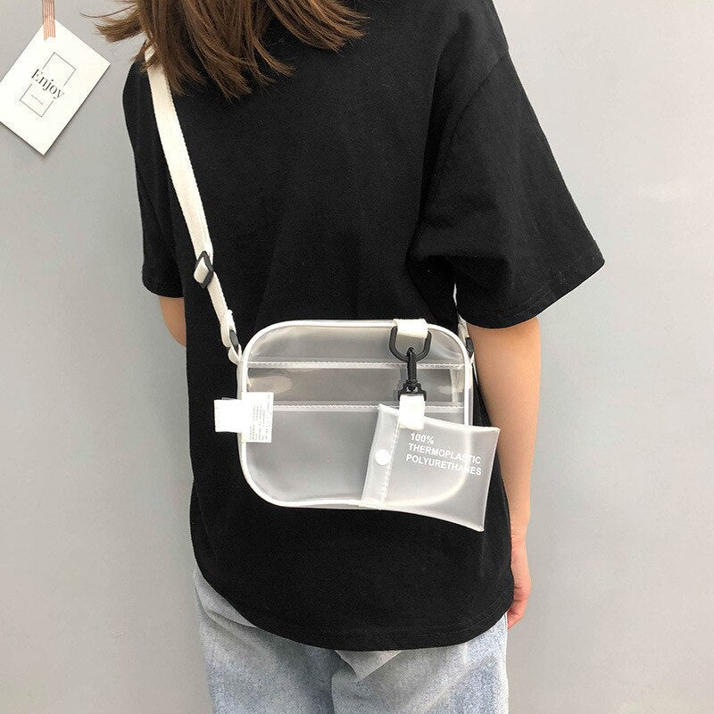 Realaiot Summer Mini Crossbody Bags Transparent bag PVC Jelly Bag Korean fashion Shoulder Female Bag purses sac clear bags for women