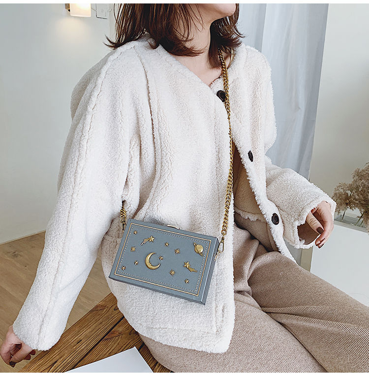 Realaiot Christmas Party Bag Women Leather Shoulder Bag Girls Small Box Shape Handbags Women Chain Messenger Bags Ladies Fashion