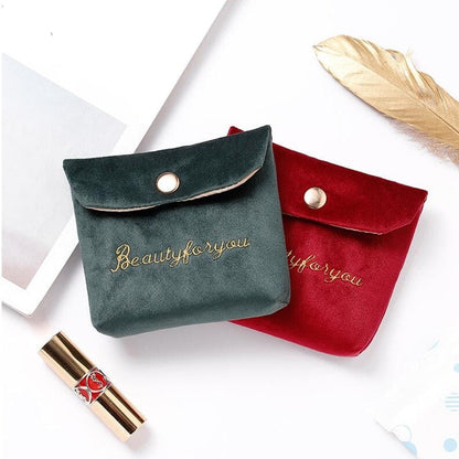 Realaiot Women Velvet Soft Small Cosmetic Bag Hasp Girl Lipstick Bag Sanitary Pads Organizer Pouch Travel Makeup Bags Mini Beauty Case