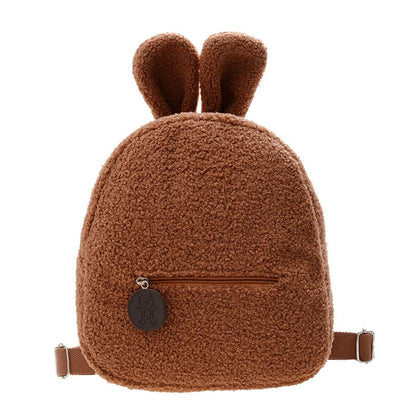 Cyflymder Portable Children Travel Shopping Rucksacks Casual Autumn Winter Lamb Fleece Women's Bagpack Cute Bear Shaped Shoulder Backpack