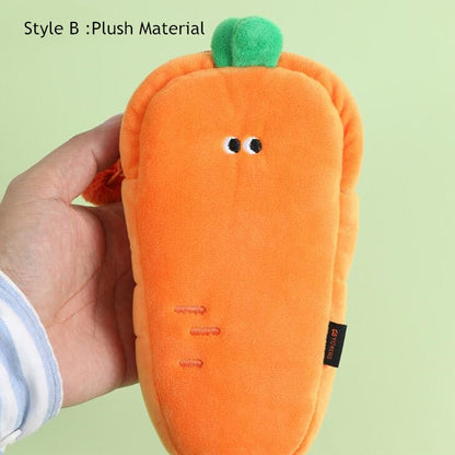 Realaiot Creative Carrot Series Silicone Soft Pencil Case Penholder Organizer Bag Kawaii Stationery Set Kids Birthday Gift