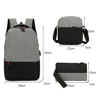 Realaiot 3pcs/Set Canvas Laptop Backpack Large Capacity Men Women Business Travel School Shoulder Bag Teenager Boys Girls Mochila Bagpack