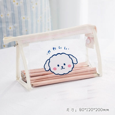 Realaiot Cute Bear Animal Transparent Pencil Case For Office Large Capacity Pencil Bag Material Escolar Kawaii Stationery School Supplies