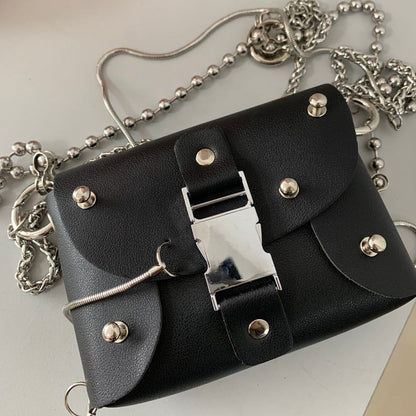 Cyflymder Mini Women's Bag Party Lady Shoulder Bags Rock Street Style Women Crossbody Bags Metal Chain Beaded Ladies Bags For Women