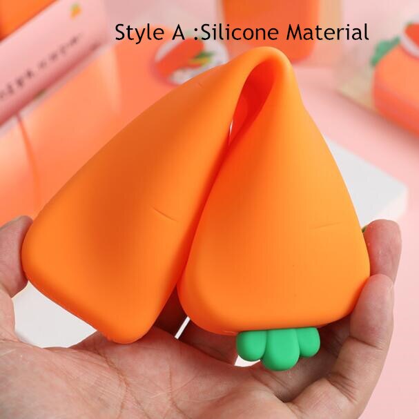 Realaiot Creative Carrot Series Silicone Soft Pencil Case Penholder Organizer Bag Kawaii Stationery Set Kids Birthday Gift