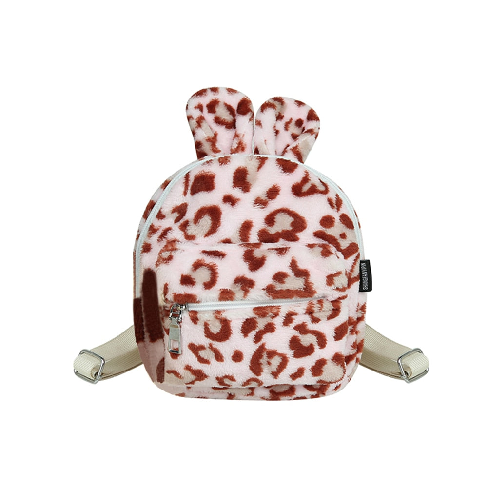 Cyflymder Portable Children Travel Shopping Rucksacks Casual Autumn Winter Lamb Fleece Women's Bagpack Cute Bear Shaped Shoulder Backpack