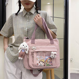Realaiot Kawaii Women Shoulder Bag Crossbody Shopping Bags Teenage Girls Student Bookbag Handbags New Casual Tote with Transparent Pocket