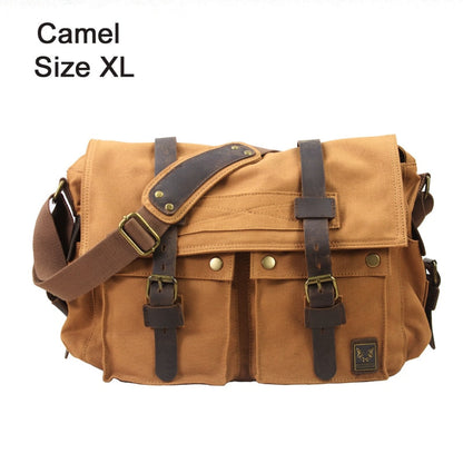 Cyflymder Military Canvas + Genuine leather Men Messenger Bag Canvas Shoulder Bag men Crossbody Bag Casual Bag