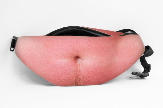 Realaiot Fashion 3D Pockets PU Novelty Men Beer Belly Waist Bag Travel Phone Anti-theft Organizer Waist package Dad Bag