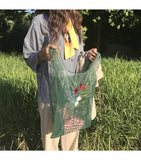 Realaiot Summer Women Transparent Tote Organza Yarn Cloth Beach Bag Embroidery Handbag High Quality Eco Clear Hand Bags Purse For Girls
