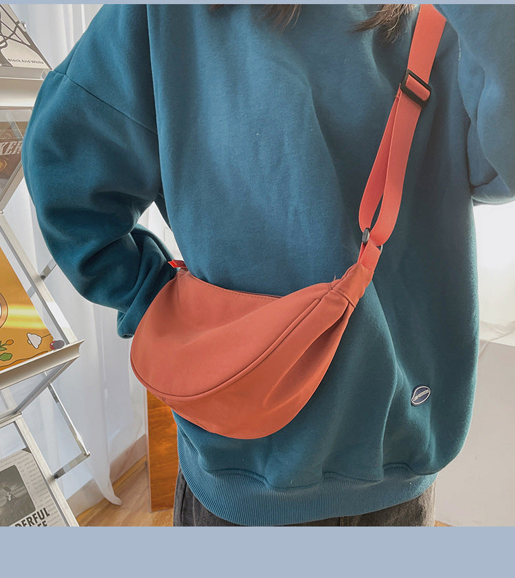 Cyflymder Orange Canvas Crossbody Bag For Women New Fashion Portable Casual Hobos Chest Bag Middle Students Shoulder Cross Body Bag