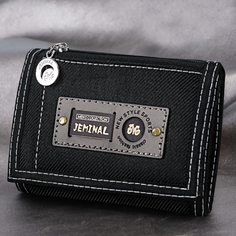 Realaiot Canvas Male Purses Men Wallets Hasp Zipper Short Wallet Good Qaulity Cards ID Holder Money Bags Clutch Coin Purse Burse Pocket