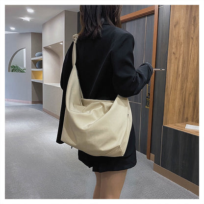 Realaiot Women Shoulder Bag Nylon Handbag Girl Shopper Crossbody Bag Fashion Casual Solid Color Simple Style Large Capacity Hobo Bag