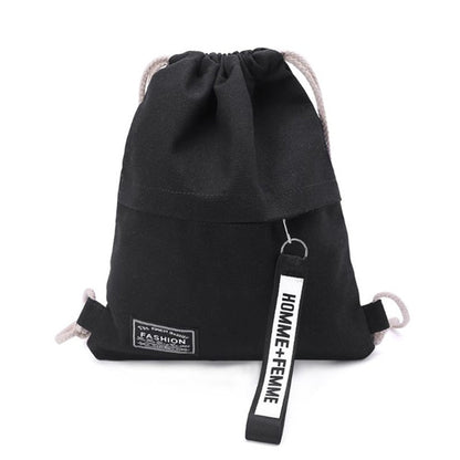 Realaiot Canvas Drawstring Backpack Fashion School Gym Drawstring Bag Casual String Knapsack School Back Pack For Teenager Women