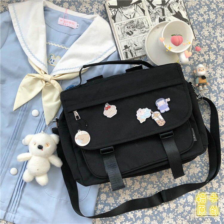 Realaiot Japanese College Style Vintage Schoolbag Female Cute Girl Student Messenger Bag Korean Ins Wind Wild JK Backpack