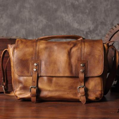 Realaiot Vintage Genuine Leather Messenger Bag men Leather Shoulder Bag Men Crossbody Bag Male Sling Leisure Bag Tote Handbag Brown Grey Gifts for Men