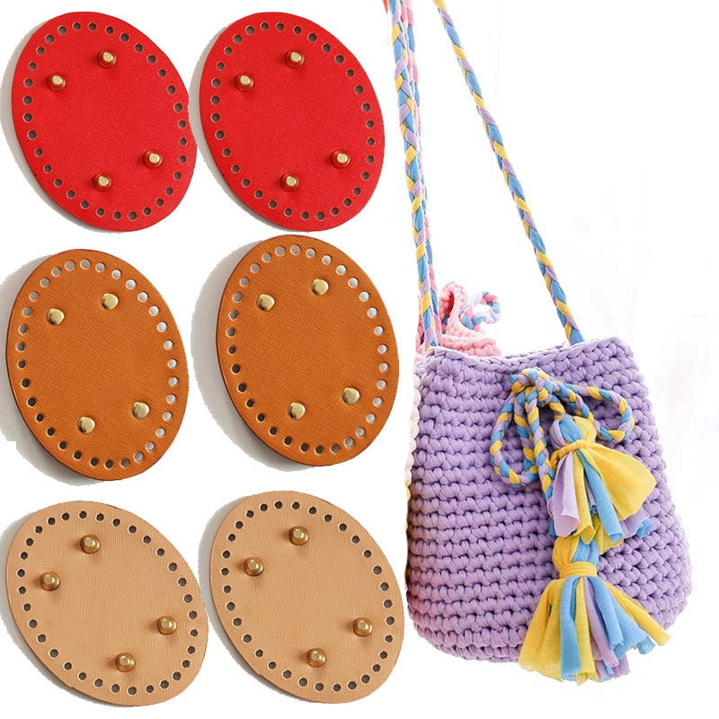 Cyflymder new Fashion PU Leather Oval Bag Bottoms Purse DIY Handmade Base Accessories for Knitting Crochet Bag Making