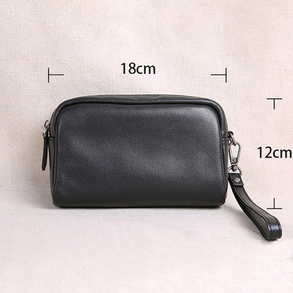 Cyflymder Mens leather handbag, mens long wallet, trend head leather soft leather large-capacity mobile phone bag