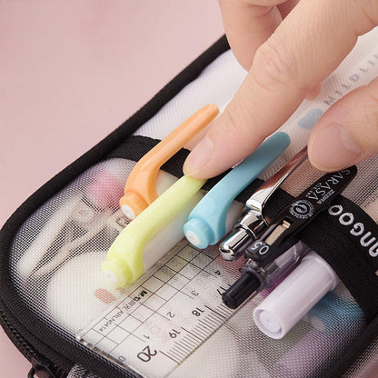 Realaiot Korean Fashion Transparent Pencil Case Pouches Simple Macaroon Large Capacity Pencil Bag Stationery Organizer Pencilcase Holder