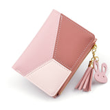 Realaiot Geometric Women Wallets with Zipper Pink Phone Pocket Purse Card Holder Patchwork Women Long Wallet Lady Tassel Short Coin Purse