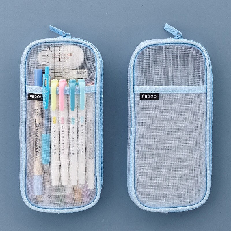 Realaiot Transparent School Pencil Case For Students Colored Pen Bag Large Capacity Pencil Case Cute Storage Pen Pouch Stationery Supply