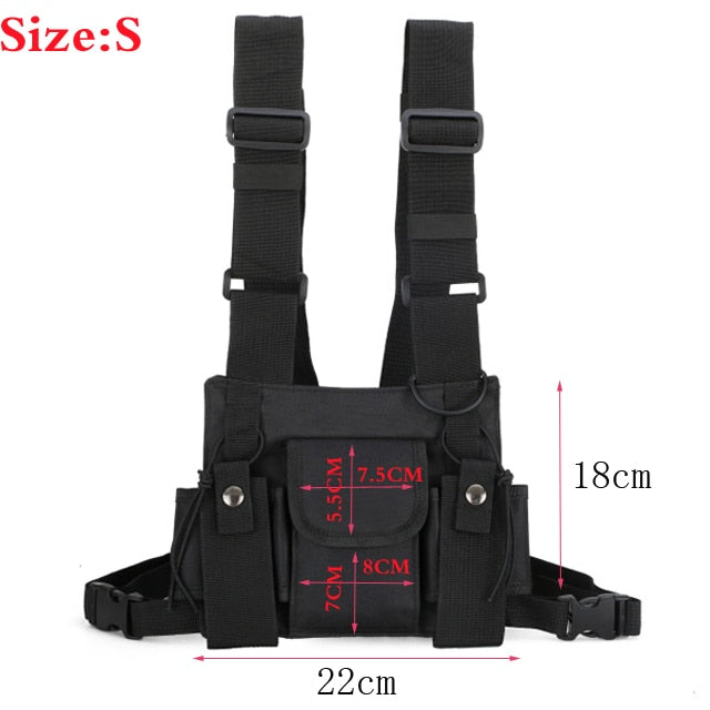 Realaiot Functional Tactical Chest Bag  Fashion Bullet Hip Hop Vest Streetwear Bag Waist Pack Women Black Chest Rig Bag