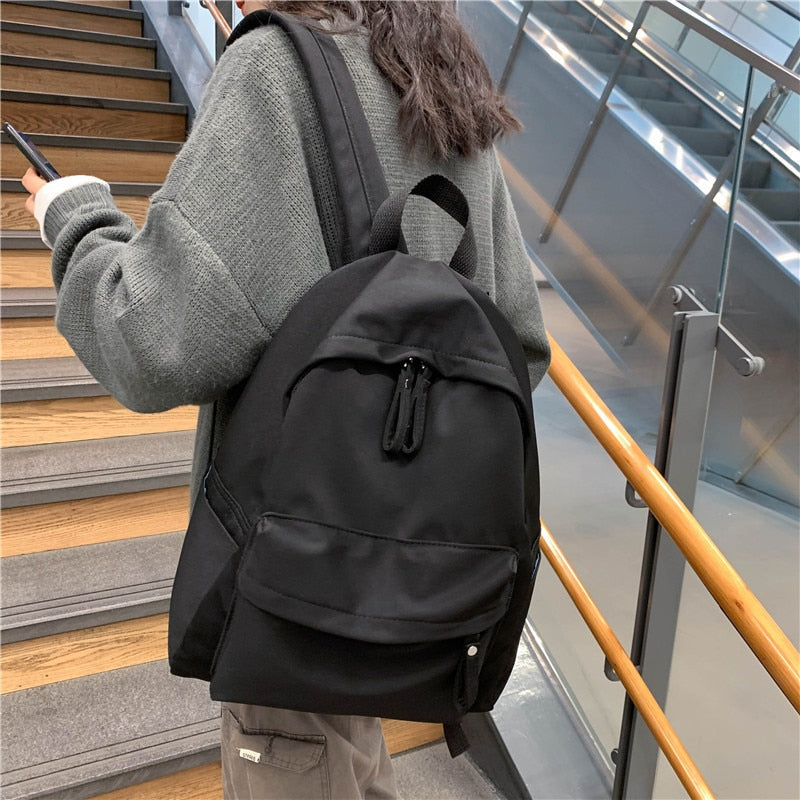 Realaiot Fashion Backpack Canvas Women Backpack Anti-theft Shoulder Bag New School Bag For Teenager Girls School Backapck Female